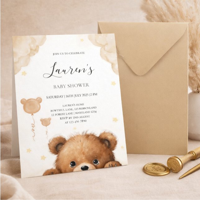 Invitation à la Baby Shower Ourson Mignon (Créateur téléchargé)