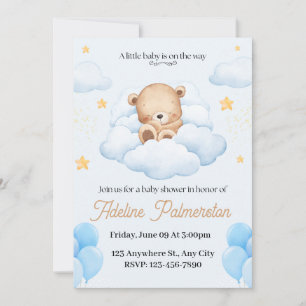 Invitation à la baby shower Ourson Mignon 
