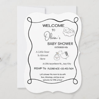 Invitation à la Baby Shower Ourson Mignon | Bienve