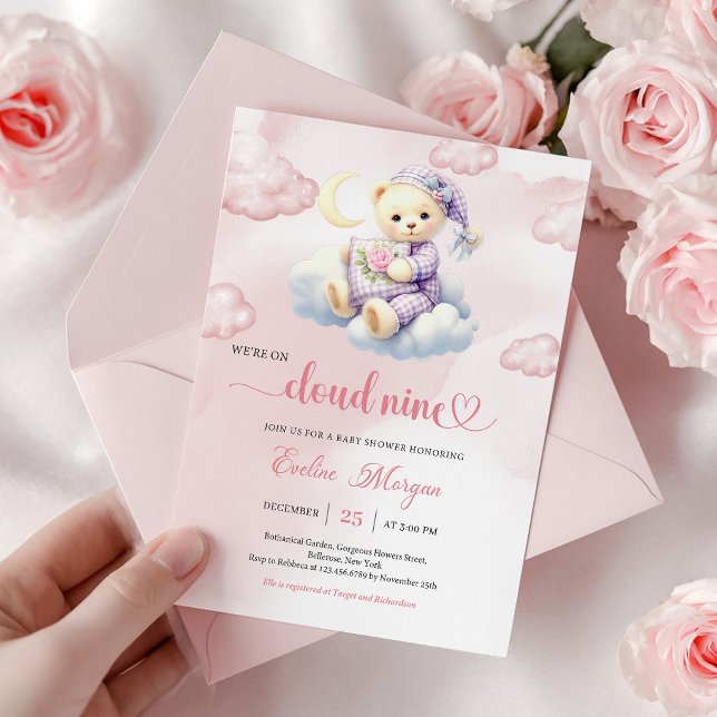 Invitation à la Baby Shower Ourson Mignon dans les (Lovely Teddy Bear Baby Shower Invite Cloud Nine Theme)