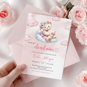 Invitation à la Baby Shower Ourson Précieux Nuage 