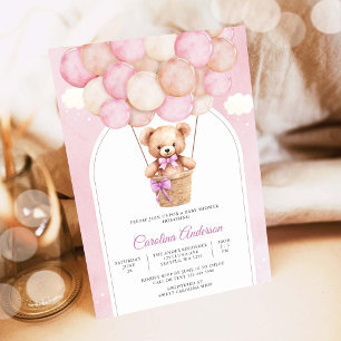 Invitation à la baby shower Ourson rose en peluche