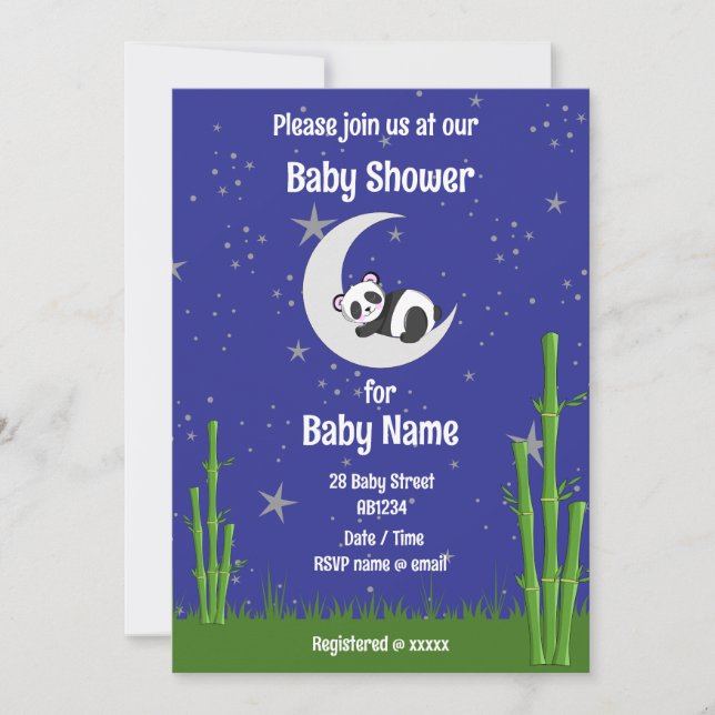 Invitation à la baby shower Panda (Devant)