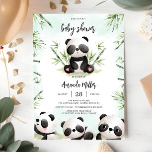 Invitation à la baby shower Panda Bébé