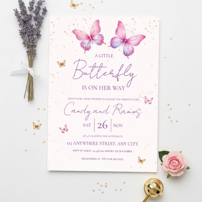 Invitation à la Baby Shower Papillon (Créateur téléchargé)