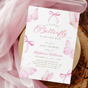 Invitation à la Baby Shower Papillons aux Rubans R