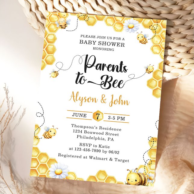 Invitation à la baby shower Parents To Bee (Créateur téléchargé)
