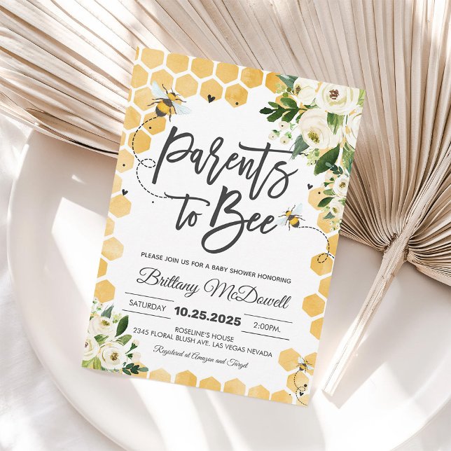 Invitation à la Baby Shower "Parents to Bee" (Créateur téléchargé)