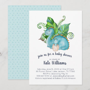 Invitation à la baby shower Petit Dinosaure