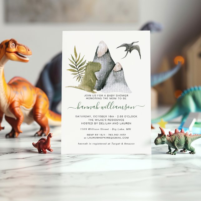 Invitation à la baby shower Petit Dinosaure (Créateur téléchargé)