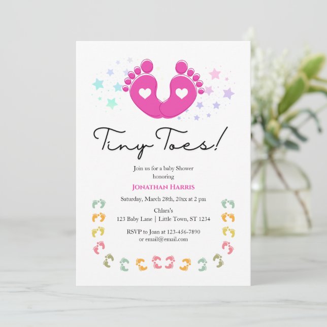 Invitation à la Baby Shower "Petits Pieds" (Debout devant)