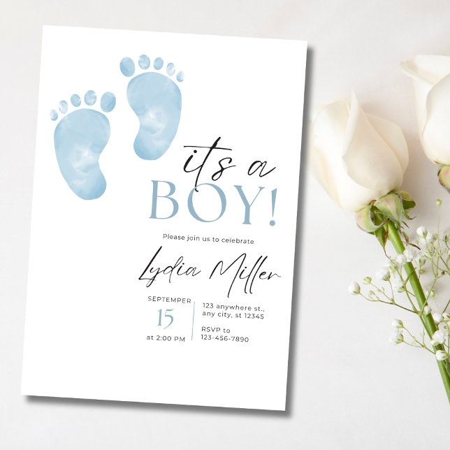 Invitation à la baby shower pour bébé aux pieds bl (Créateur téléchargé)