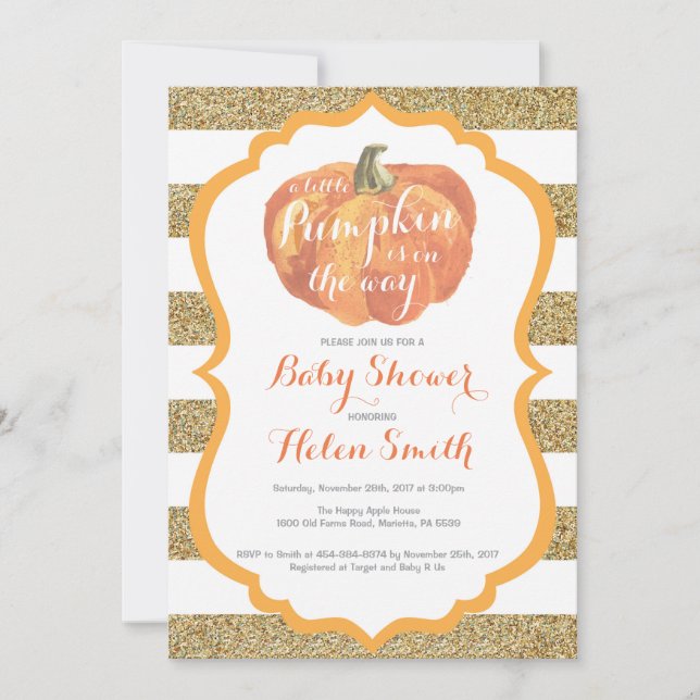Invitation à la baby shower pour bébé citrouille o (Devant)