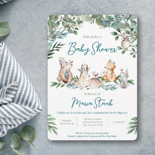 Invitation à la baby shower pour bébé dans la forê