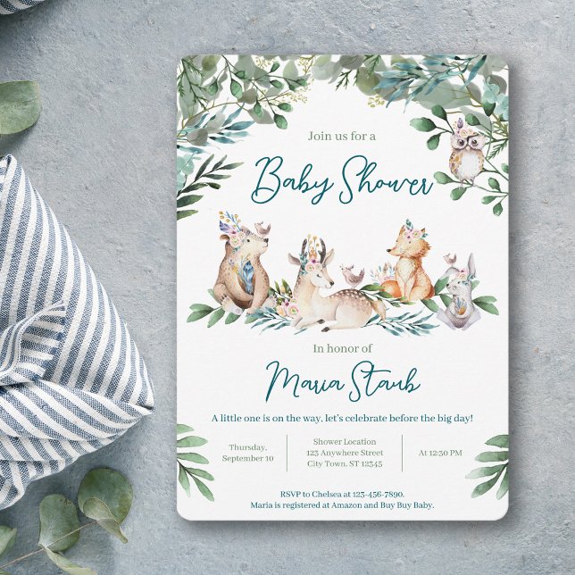 Invitation à la baby shower pour bébé dans la forê (Créateur téléchargé)
