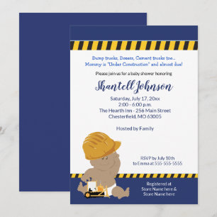 Invitation à la baby shower pour bébé de construct