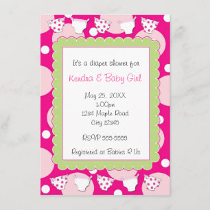 Invitation à la baby shower pour bébé fille couche