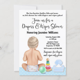 Invitation à la baby shower pour couches et linget