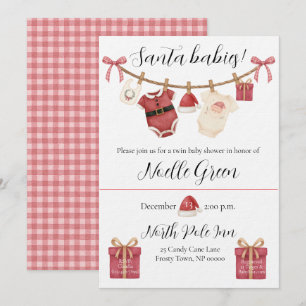 Invitation à la baby shower pour des bébés jumeaux