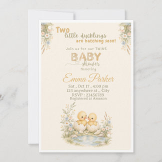 Invitation à la baby shower pour des jumeaux canet