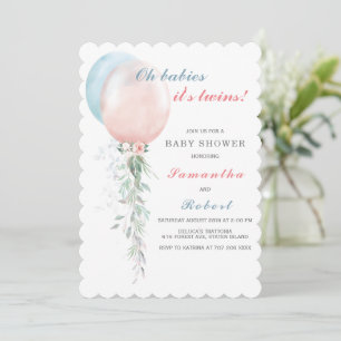 Invitation à la baby shower pour des jumeaux garço