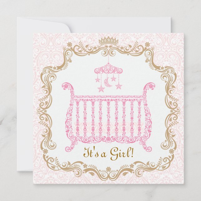 Invitation à la baby shower pour fille (Devant)