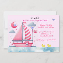 Invitation à la baby shower pour fille avec voilie