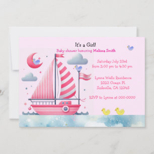 Invitation à la baby shower pour fille avec voilie