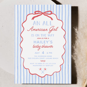 Invitation à la baby shower pour fille du 4 juille