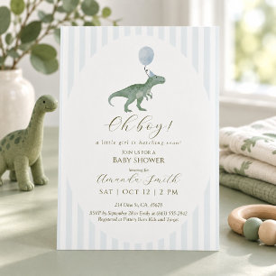 Invitation à la baby shower pour garçon dinosaure
