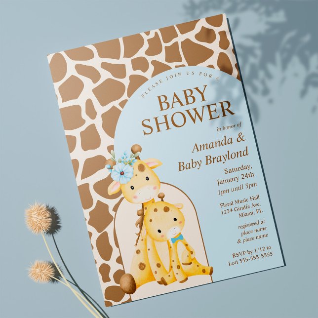 Invitation à la baby shower pour garçon girafe béb (Créateur téléchargé)