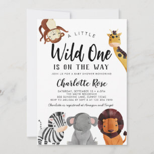 Invitation à la Baby Shower pour garçon Les Animau
