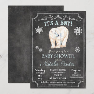Invitation à la baby shower pour garçon ours polai