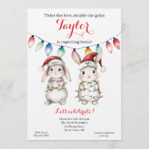 Invitation à la baby shower pour jumeaux avec lumi