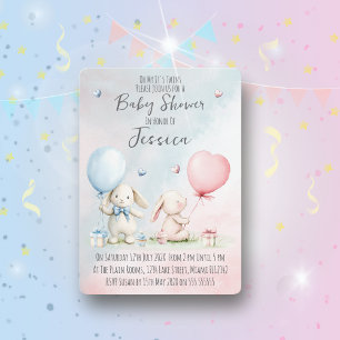 Invitation à la baby shower pour jumeaux garçon et