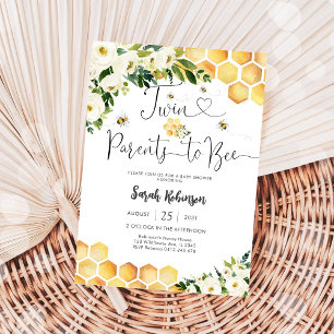 Invitation à la baby shower pour jumeaux sur le th