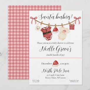 Invitation à la Baby Shower pour les bébés jumeaux