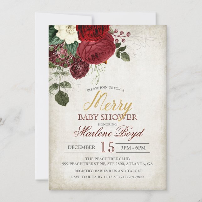 Invitation à la baby shower pour les vacances d'hi (Devant)