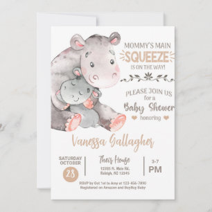 Invitation à la baby shower pour maman et bébé hip