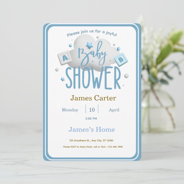 Invitation à la baby shower pour un adorable petit (Debout devant)