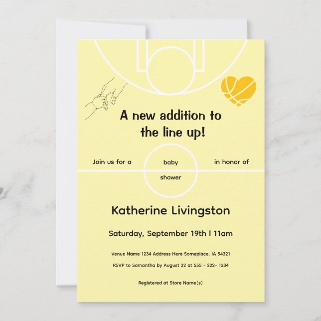 Invitation à la baby shower pour un bébé jaune jou (Devant)