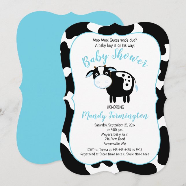 Invitation à la baby shower pour un garçon avec un (Devant / Derrière)