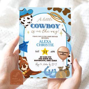 Invitation à la baby shower pour un garçon cowboy 