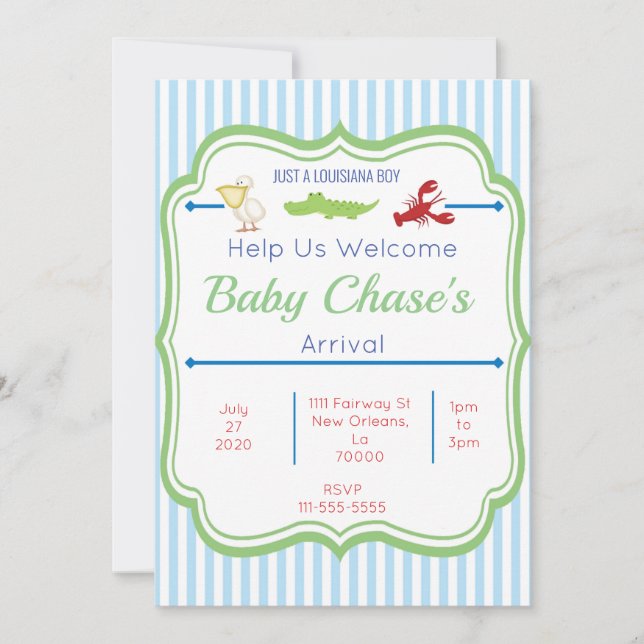 Invitation à la Baby Shower pour un garçon de Loui (Devant)