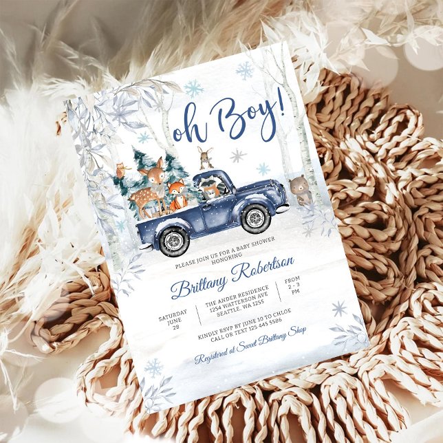 Invitation à la Baby Shower pour un Garçon en Bois (Créateur téléchargé)