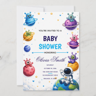 Invitation à la baby shower pour une planète Alien