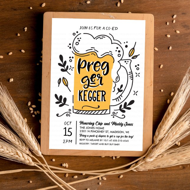 Invitation à la Baby Shower Pregger Kegger Beer (Créateur téléchargé)