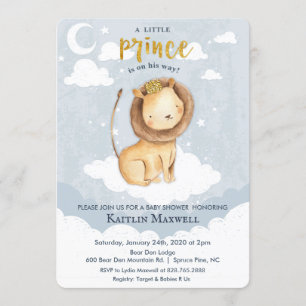 Invitation à la baby shower Prince Lion
