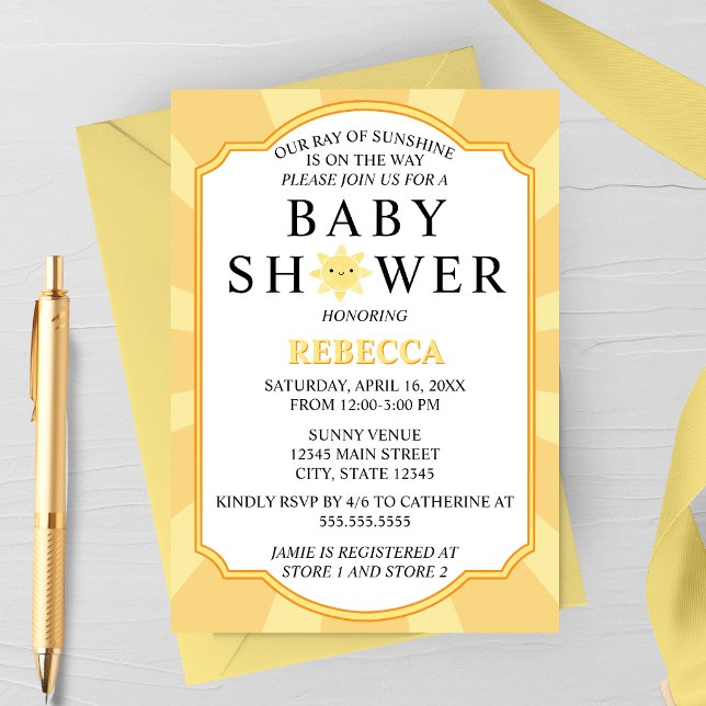 Invitation à la Baby Shower Rayon de Soleil (Créateur téléchargé)