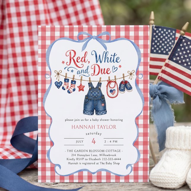 Invitation à la Baby Shower Red White and Due Boy (Créateur téléchargé)